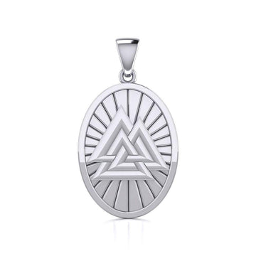 Sterling Silver Viking Valknut Oval Pendant Jewelry TPD5615 - Jewelry